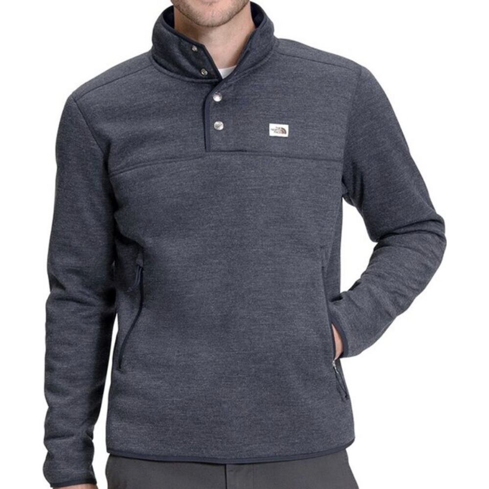 The North Face Sherpa Patrol 1/4 Snap Sweater Wool Pullover Pockets Navy Medium